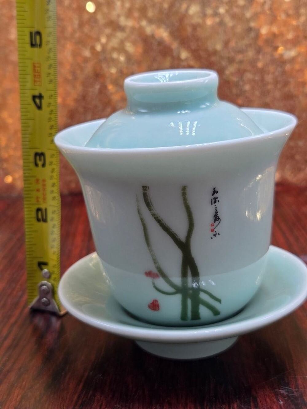 Vintage Chinese Gaiwan Tea Set with Floral Design